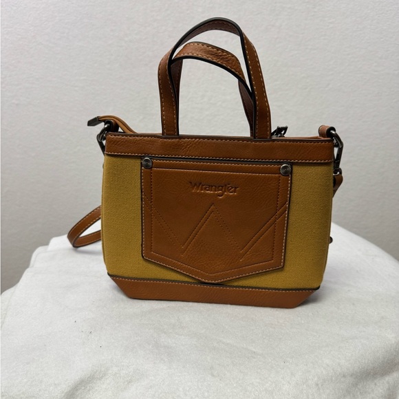 Wrangler Canvas & Faux Leather Mini Tote Crossbody Bag - Picture 4 of 5